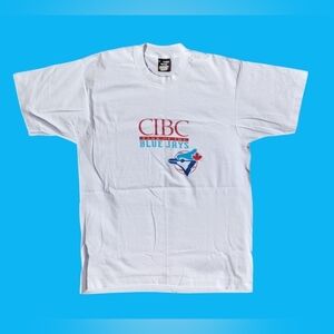 Vtg 90s Toronto Blue Jays CIBC T-Shirt Made in Canada Screen Stars Single Stitch